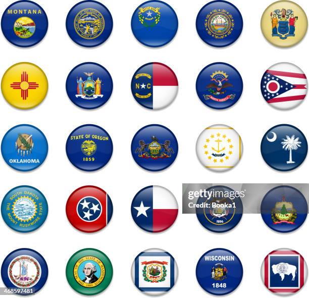 usa state button flag collection-part 2 - ohio flag stock illustrations