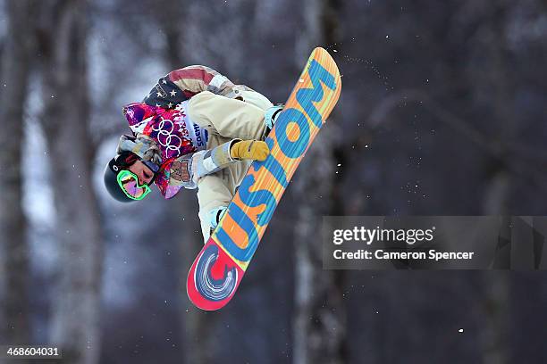 Taylor Gold of the United States competes in the Snowboard Men's Halfpipe Qualification Heats on day four of the Sochi 2014 Winter Olympics at Rosa...