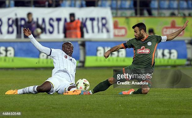 Webo of Fenerbahce in action during the Turkish Spor Toto Super League match between Caykur Rizespor and Fenerbahce at Yenisehir Stadium in Rize,...
