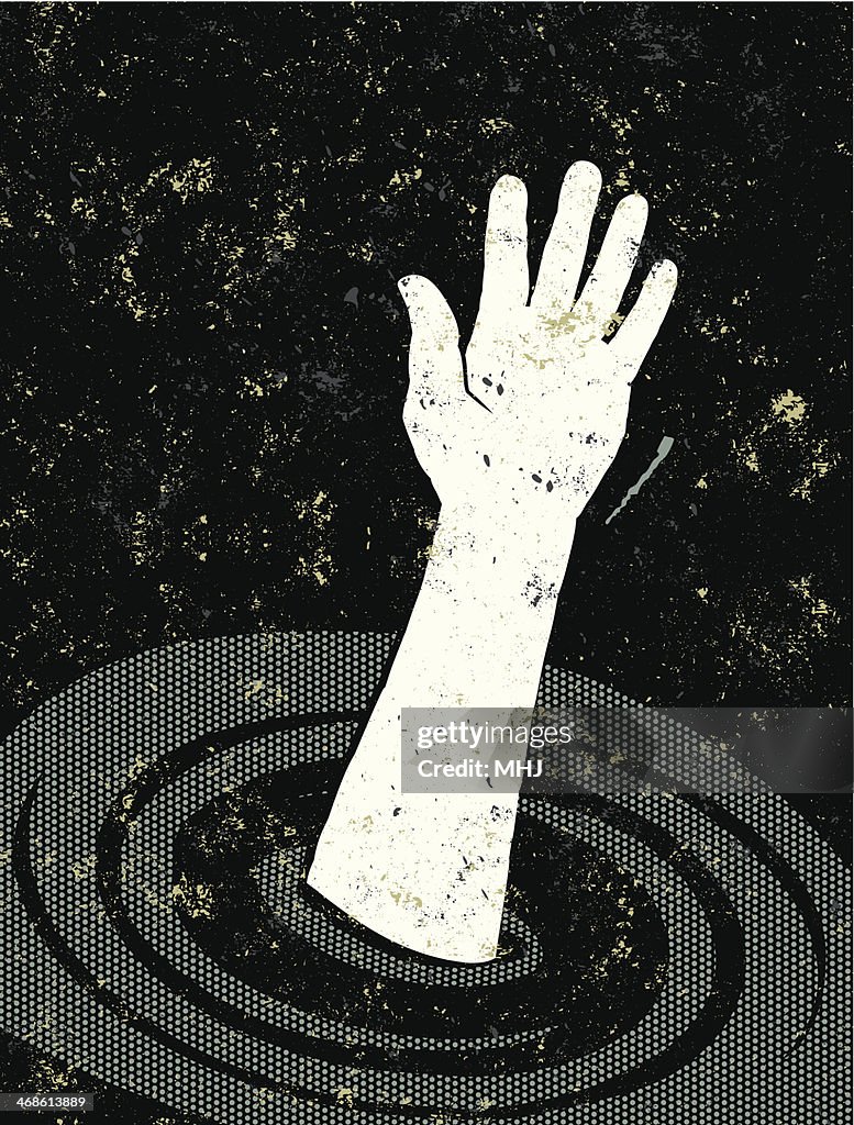 Retro, Hand sinking in a vortex or whirlpool