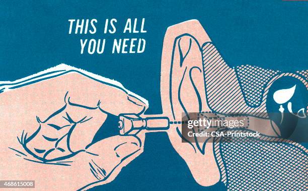 ear and hearing device - hearing loss stock illustrations