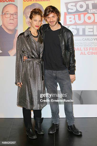 Tea Falco and Lorenzo Richelmy attend the 'Sotto Una Buona Stella' photocall at cinema Savoy on February 11, 2014 in Rome, Italy.