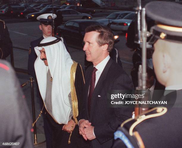 Secretary of Defense William Cohen escorts Kuwaiti Defense Minister Sheikh Salim al-Sabah al-Salim Al Sabah through an honor cordon 12 November at...