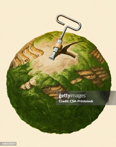 strip mining the earth - destroyed earth stock illustrations