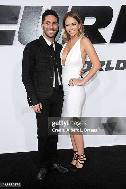 Personality Nev Schulman and Tully Smyth arrives for the Premiere Of Universal Pictures' "Furious 7" held at TCL Chinese Theatre on April 1, 2015 in...