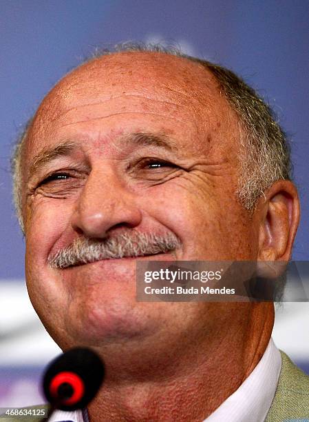 Brazilian football team coach Luiz Felipe Scolari attends a press conference ahead of the international friendly match against South Africa at...