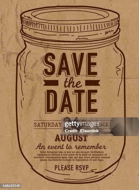 mason jar save the date craft paper invitation design template - canning stock illustrations
