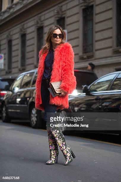 Erica Pelosini enters Ferragamo on Day 5 of Milan Fashion Week FW15 on March 1, 2015 in Milan, Italy.