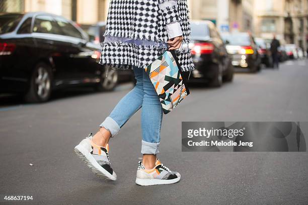 Anna Fasano wears a MSGM outfit on Day 5 of Milan Fashion Week FW15 on March 1, 2015 in Milan, Italy.