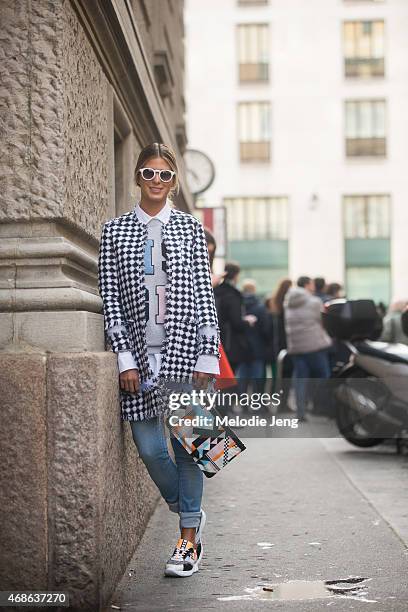 Anna Fasano wears a MSGM outfit on Day 5 of Milan Fashion Week FW15 on March 1, 2015 in Milan, Italy.