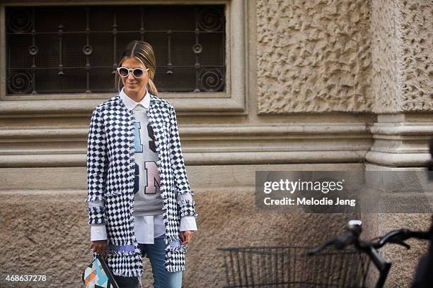 Anna Fasano wears a MSGM outfit on Day 5 of Milan Fashion Week FW15 on March 1, 2015 in Milan, Italy.