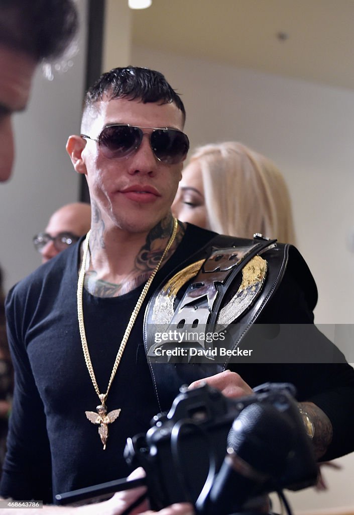 Boxer Gabriel Rosado poses with the title belt during BKB 2, Big Boxer Gabriel Rosado poses with the title belt during BKB 2, Big