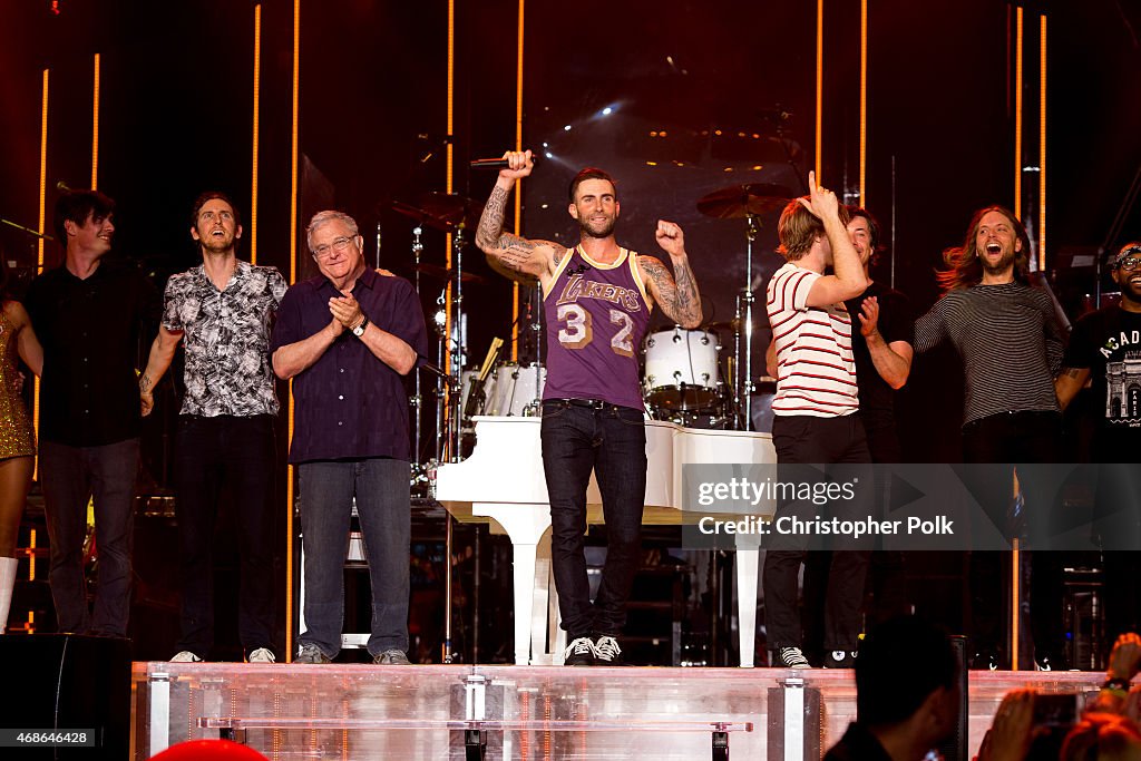 Adam Levine and 222 Recording Artist Rozzi Crane Backstage Before their Concert at The Forum