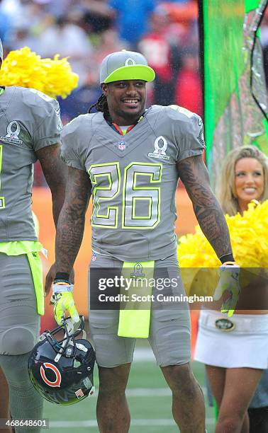 Tim Jennings of the Chicago Bears and Team Sanders is introduced before the 2014 Pro Bowl at Aloha Stadium on January 26, 2014 in Honolulu, Hawaii