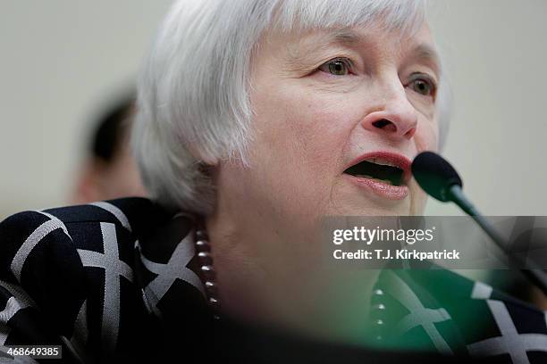 Janet Yellen, the new Federal Reserve Board chairwoman, appears before the House Financial Services Committee to give her first testimony as Fed...