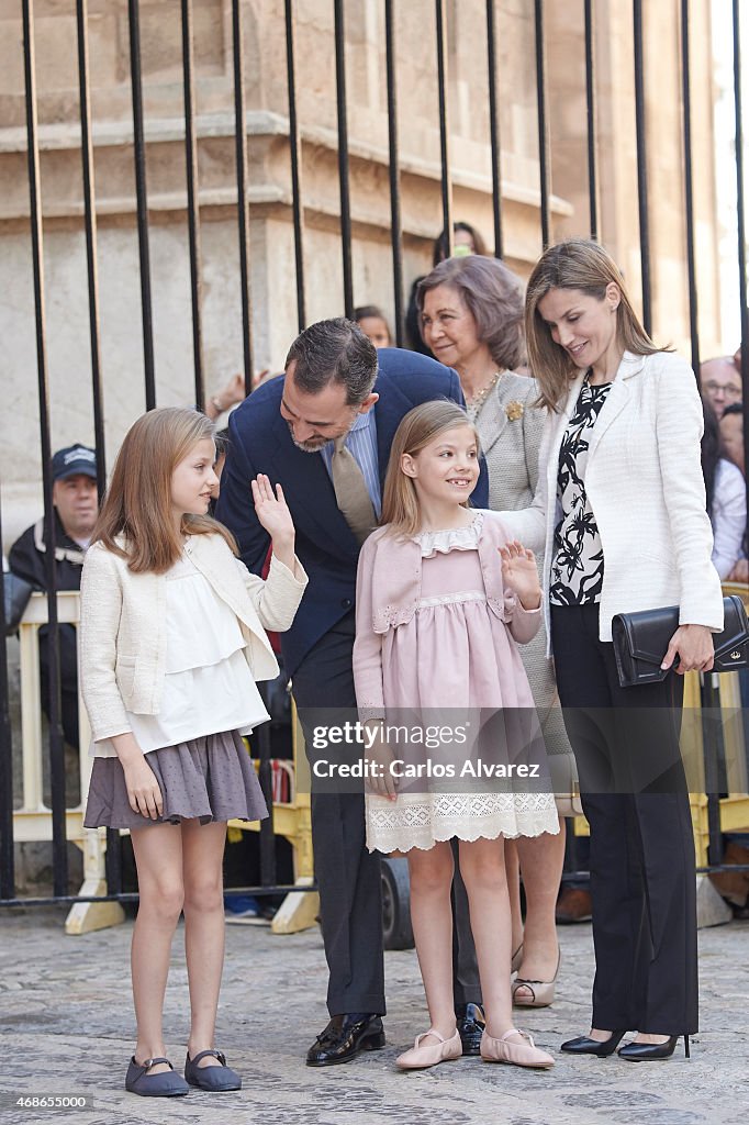 Spanish Royals Attend Easter Mass in Palma de Mallorca