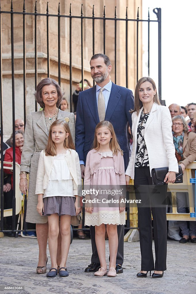 Spanish Royals Attend Easter Mass in Palma de Mallorca