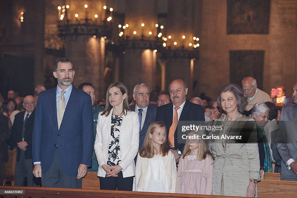 Spanish Royals Attend Easter Mass in Palma de Mallorca