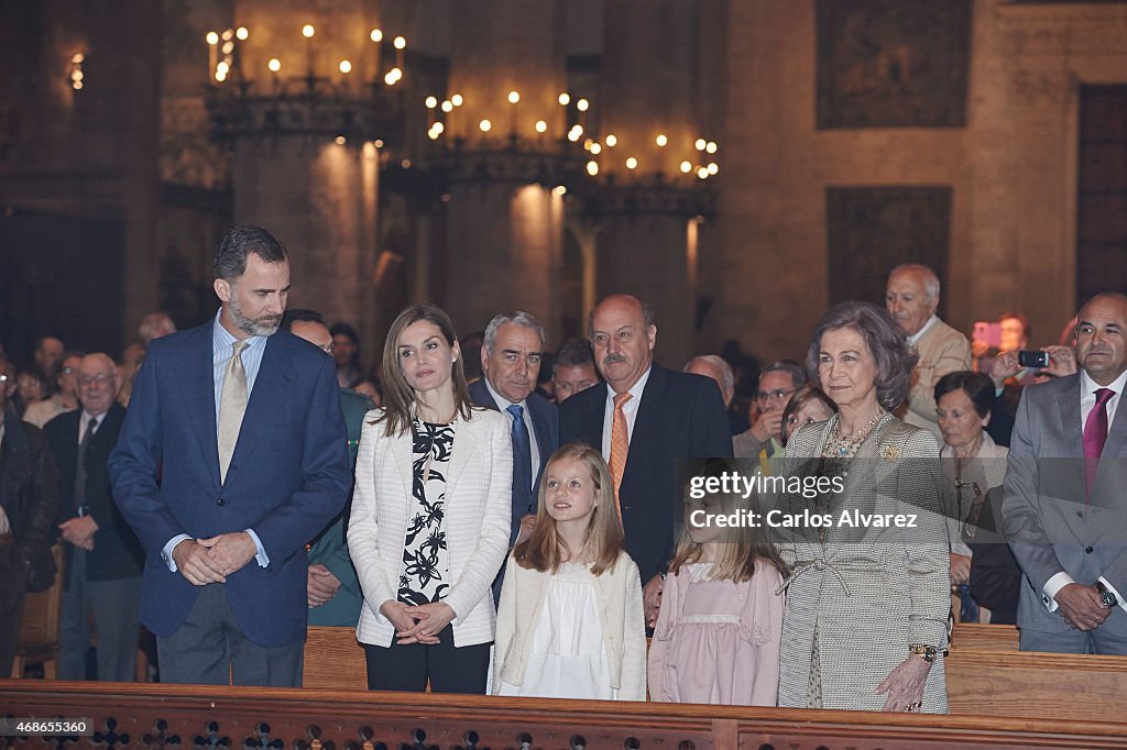 Spanish Royals Attend Easter Mass in Palma de Mallorca