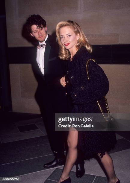 Actress Rosanna Arquette and boyfriend Paul Buchanan on the set of the film "The Players" on July 20, 1991 at the Los Angeles County Museum of Art in...