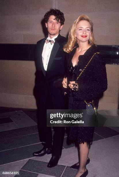 Actress Rosanna Arquette and boyfriend Paul Buchanan on the set of the film "The Players" on July 20, 1991 at the Los Angeles County Museum of Art in...