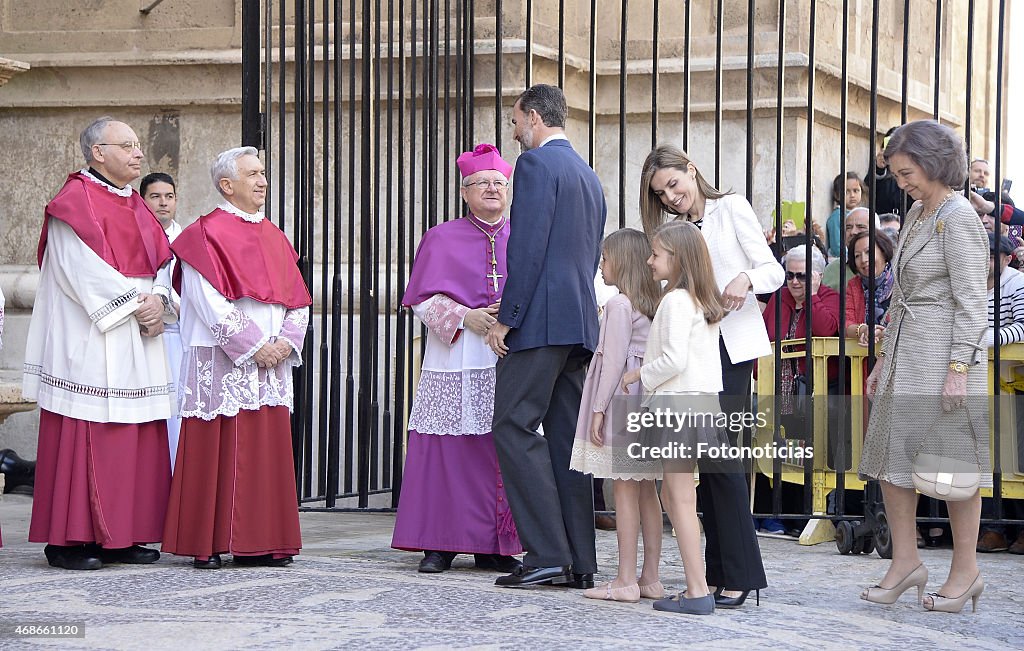 Spanish Royals Attend Easter Mass in Palma de Mallorca