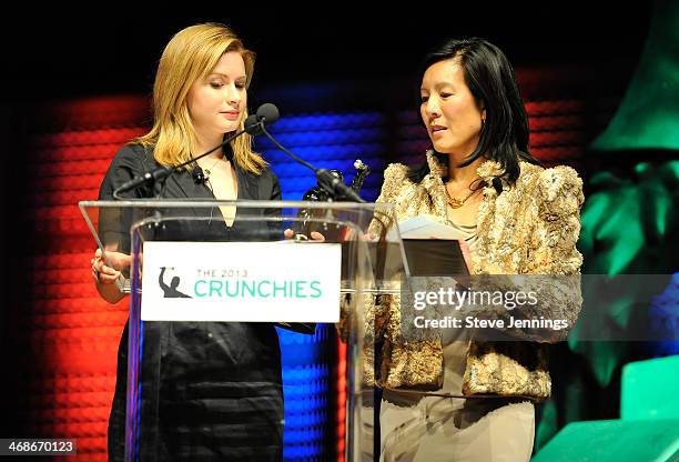 Christina Farr of VentureBeat and Aileen Lee of Cowboy Ventures present the award for Best E-Commerce Application at the 7th Annual Crunchies Awards...