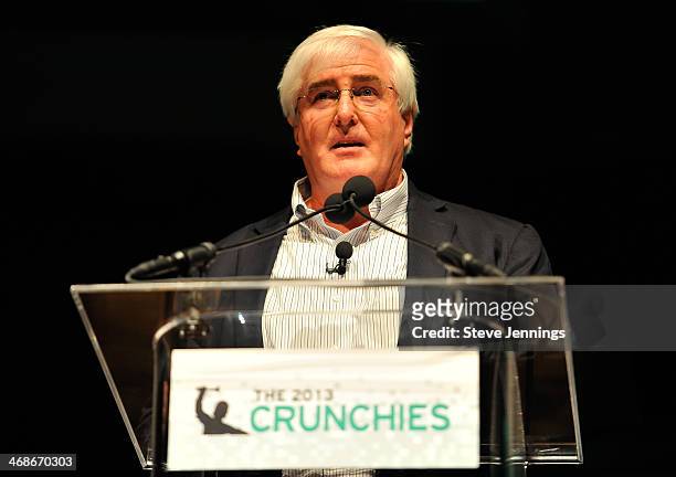Ron Conway of SV Angel speaks to the audience at the 7th Annual Crunchies Awards at Davies Symphony Hall on February 10, 2014 in San Francisco,...