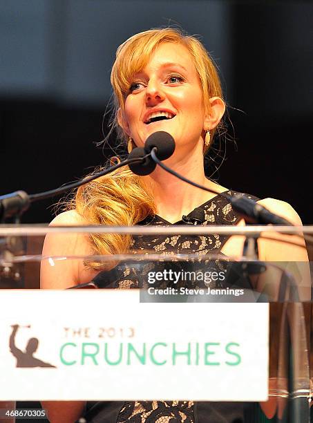 Theresa Preston-Werner of Omakase speaks to the audience at the 7th Annual Crunchies Awards at Davies Symphony Hall on February 10, 2014 in San...