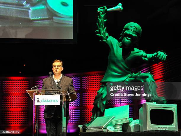 Ned Desmond of TechCruch addresses the crowd at the 7th Annual Crunchies Awards at Davies Symphony Hall on February 10, 2014 in San Francisco,...