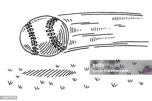 flying baseball us sport drawing - baseball trajectory stock illustrations