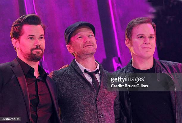 Andrew Rannells, Neil Patrick Harris and Michael C Hall suprise Tony Winner Lena Hall during her last performance as "Yitzhak" in "Hedwig and The...
