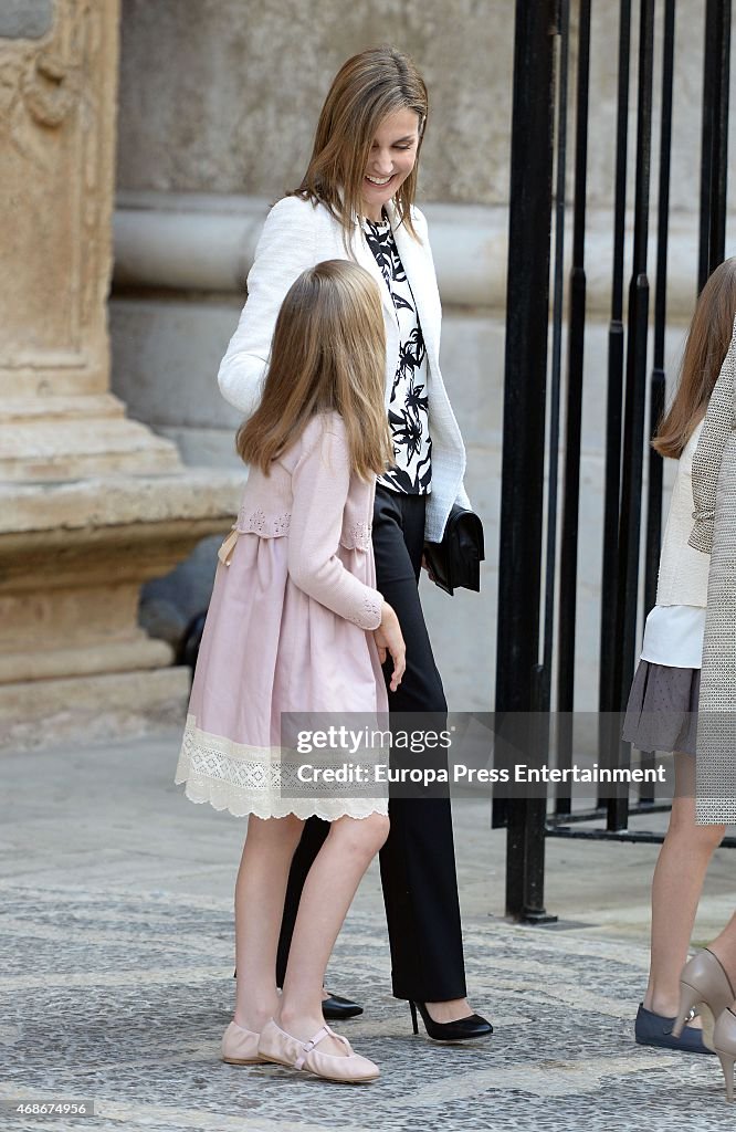 Spanish Royals Attend Easter Mass in Palma de Mallorca