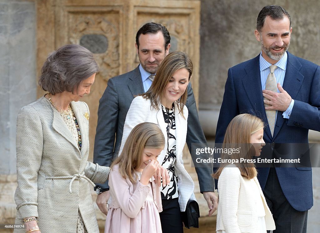 Spanish Royals Attend Easter Mass in Palma de Mallorca