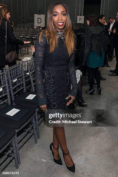 Estelle attends the Vera Wang Collection Show during Mercedes-Benz Fashion Week Fall 2014 at Dia Center on February 11, 2014 in New York City.