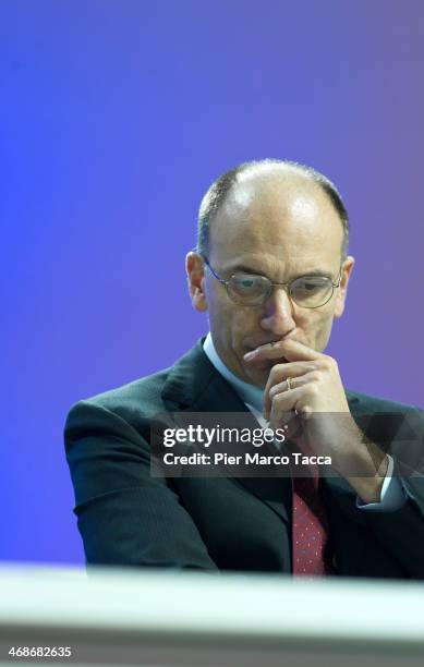 Italian Prime Minister Enrico Letta attends the EXPO 2015 press conference on February 11, 2014 in Milan, Italy.The exposition will take place in...