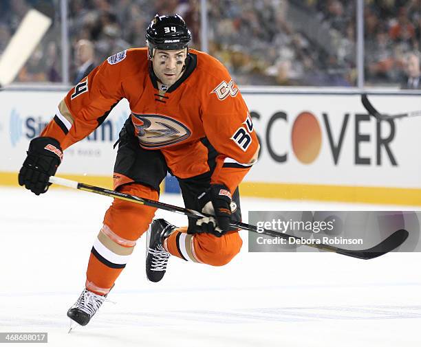 Daniel Winnik of the Anaheim Ducks skates against the Los Angeles Kings during the 2014 Coors Light NHL Stadium Series on January 25, 2014 at Dodger...