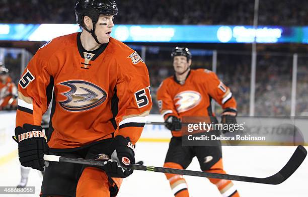 Tim Jackman of the Anaheim Ducks skates against the Los Angeles Kings during the 2014 Coors Light NHL Stadium Series on January 25, 2014 at Dodger...