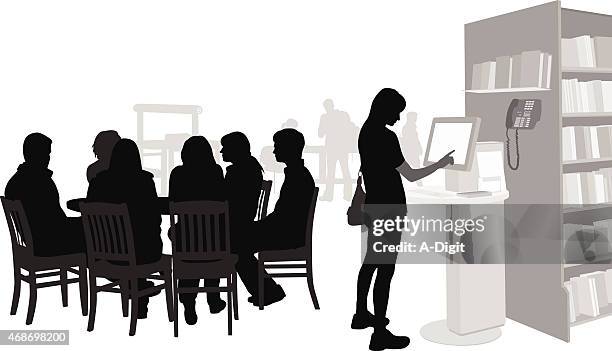 libraryregulars - group library computer stock illustrations