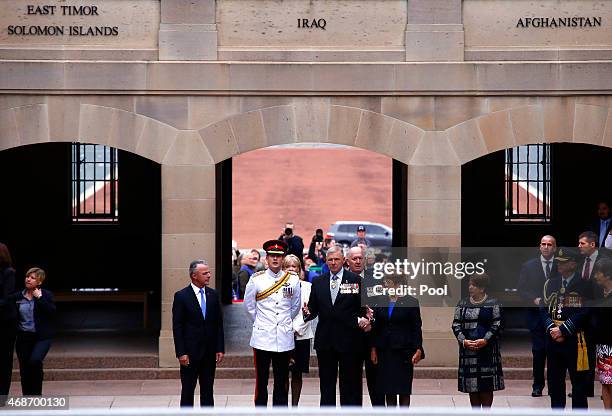 Prince Harry looks on after arriving with officials at the Australian War Memorial on April 6, 2015 in Canberra, Australia. Prince Harry, or Captain...