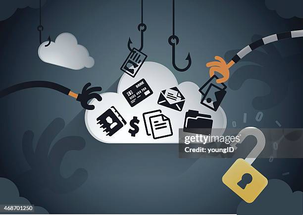 ilustrações de stock, clip art, desenhos animados e ícones de roubo de dados da nuvemname - phishing