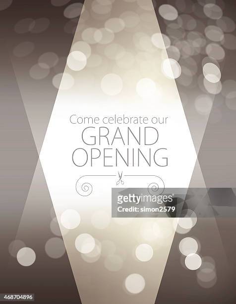 stockillustraties, clipart, cartoons en iconen met grand opening luxurious invitation card - ribbon cutting ceremony of new ghirardelli soda fountain and chocolate shop