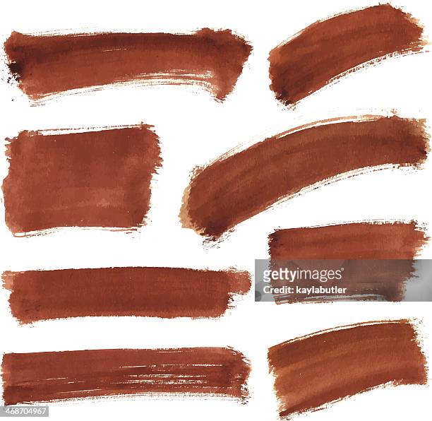 brown wasser farbe schlaganfall set - brown watercolor stock-grafiken, -clipart, -cartoons und -symbole
