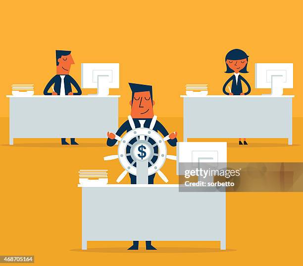 ilustrações de stock, clip art, desenhos animados e ícones de liderança - business woman desk stand
