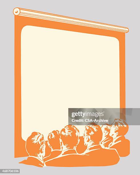 men watching blank screen - blank screen office stock illustrations