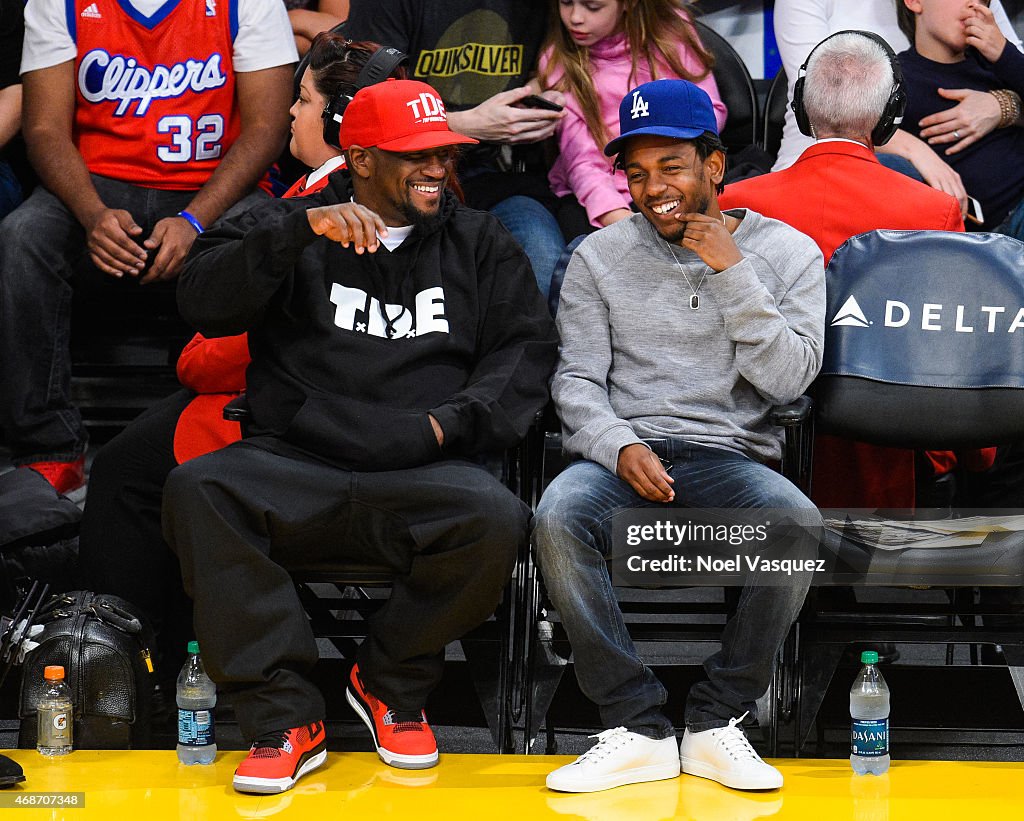 Celebrities At The Los Angeles Lakers Game