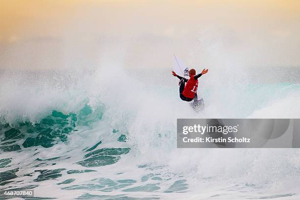 Kelly Slater of the United States of America surfs during Round 3 of the Rip Curl Pro Bells Beach on April 6, 2015 in Bells Beach, Australia.