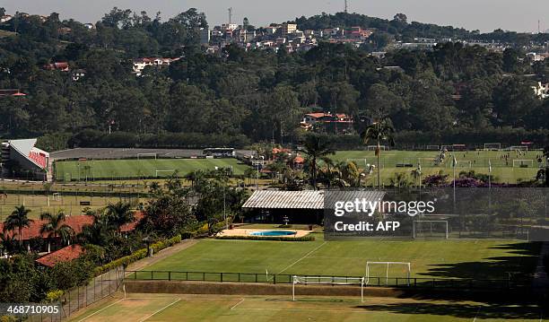 View of the football field at the Laudo Natel athletes formation and training centre of Sao Paulo FC in Cotia, some 34 km from Sao Paulo, which will...