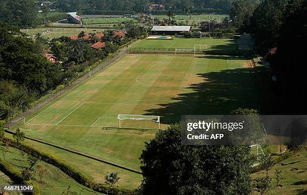 View of a football field at the Laudo Natel athletes formation and training centre of Sao Paulo FC in Cotia, some 34 km from Sao Paulo, which will...