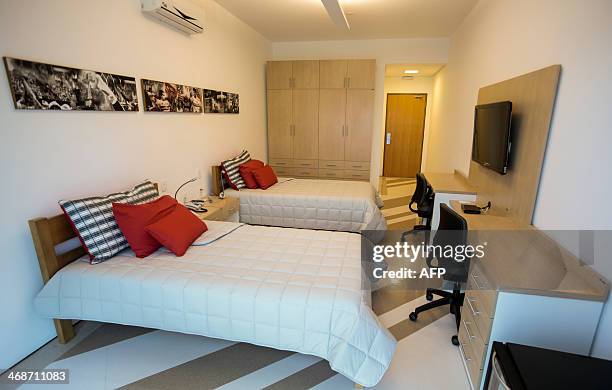 View of a room at the Laudo Natel athletes formation and training centre of Sao Paulo FC in Cotia, some 34 km from Sao Paulo, which will host...